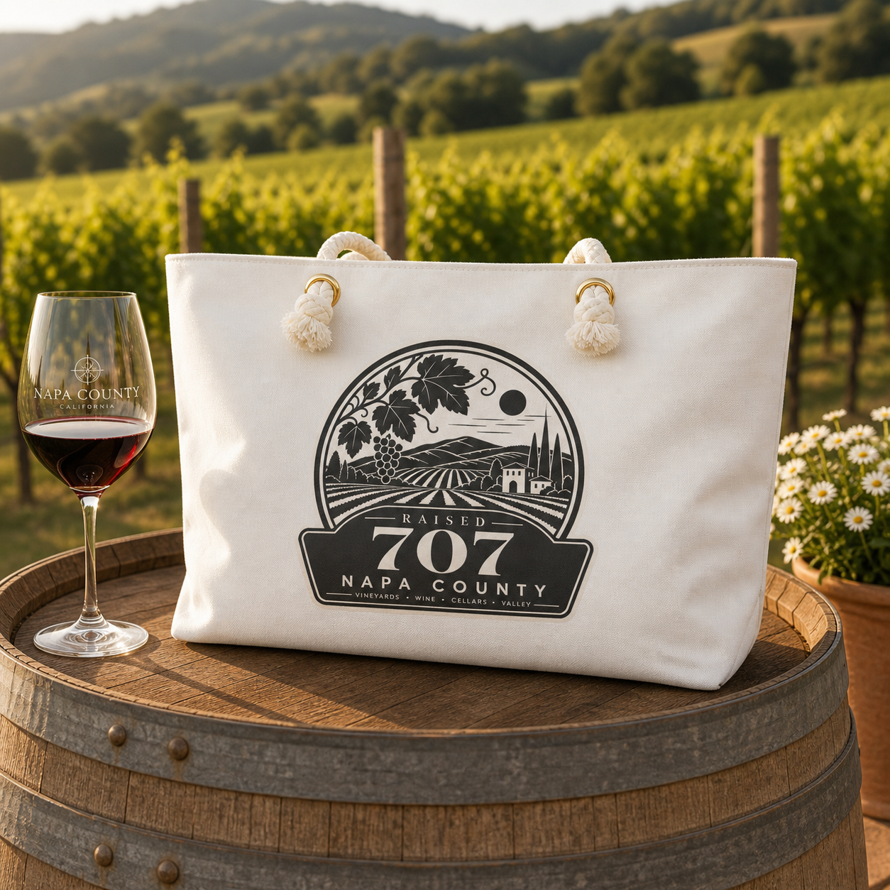 Raised in Napa County Tote Bag, Wine Country Gift, Vineyard Tote, California Wine Lover Gift, Local Pride Two Sided Design
