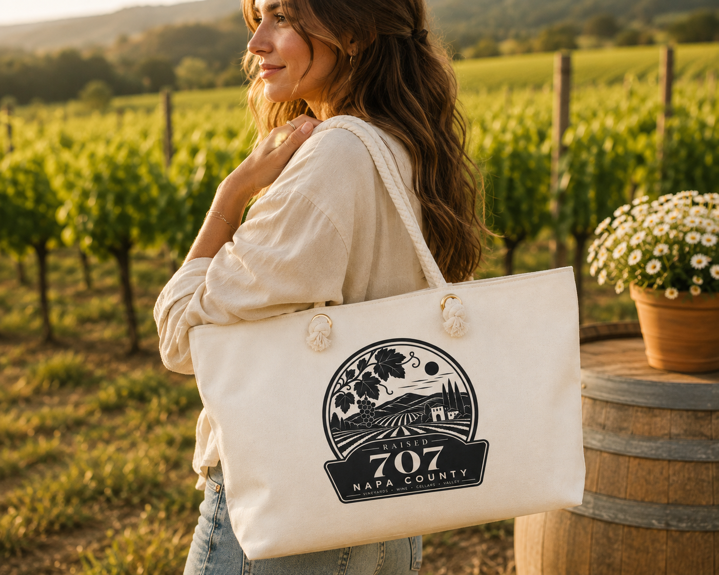 Raised in Napa County Tote Bag, Wine Country Gift, Vineyard Tote, California Wine Lover Gift, Local Pride Two Sided Design