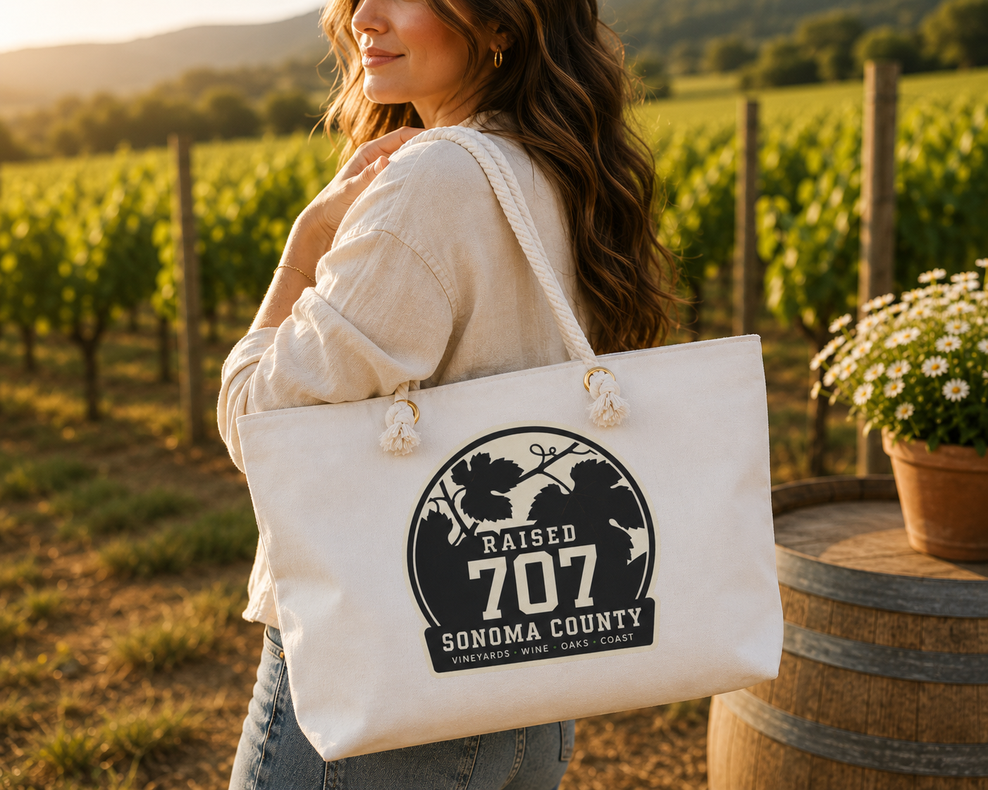 Raised in Sonoma County Tote Bag, Wine Country Gift, Vineyard Tote, California Wine Lover Gift, Local Pride