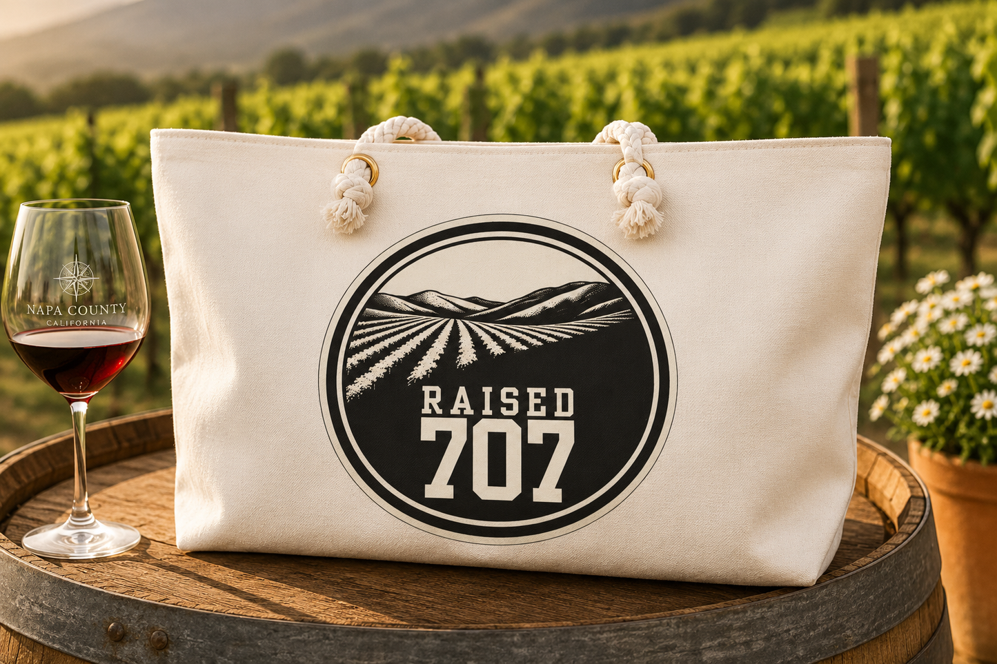 Raised in Sonoma County Tote Bag, Wine Country Gift, Vineyard Tote, California Wine Lover Gift, Local Pride
