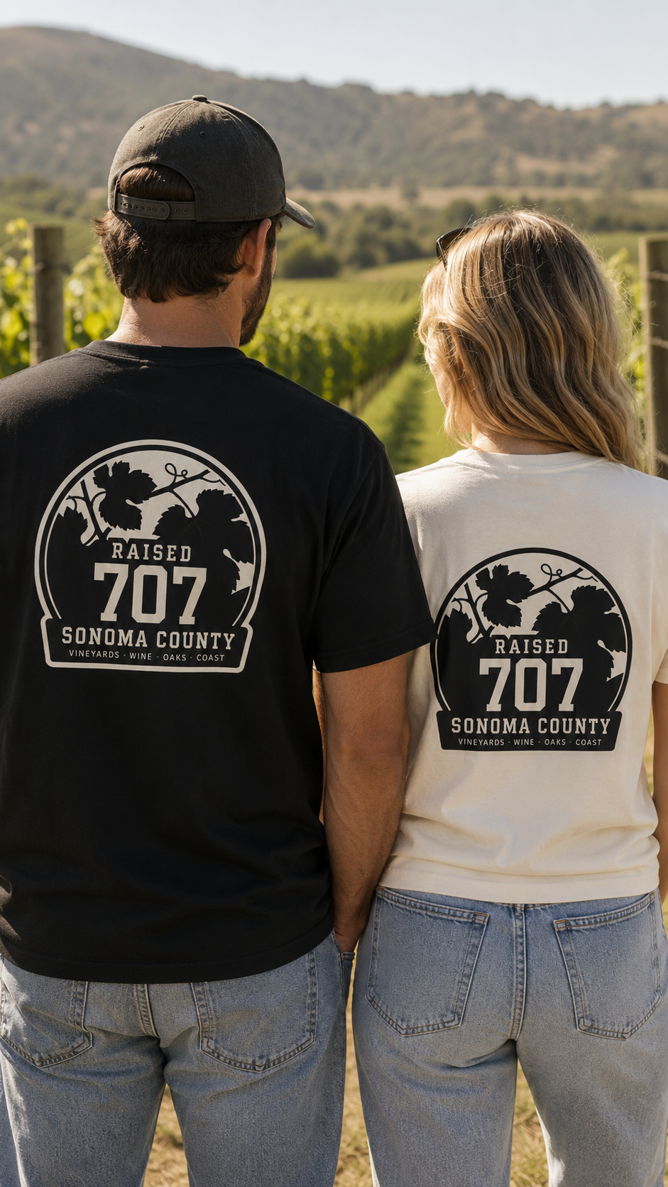 Raised in Sonoma County T-Shirt | Napa Wine Country Tee | 707 Vineyard Graphic Shirt | California Wine Lover Gift | Heldsburg Tee