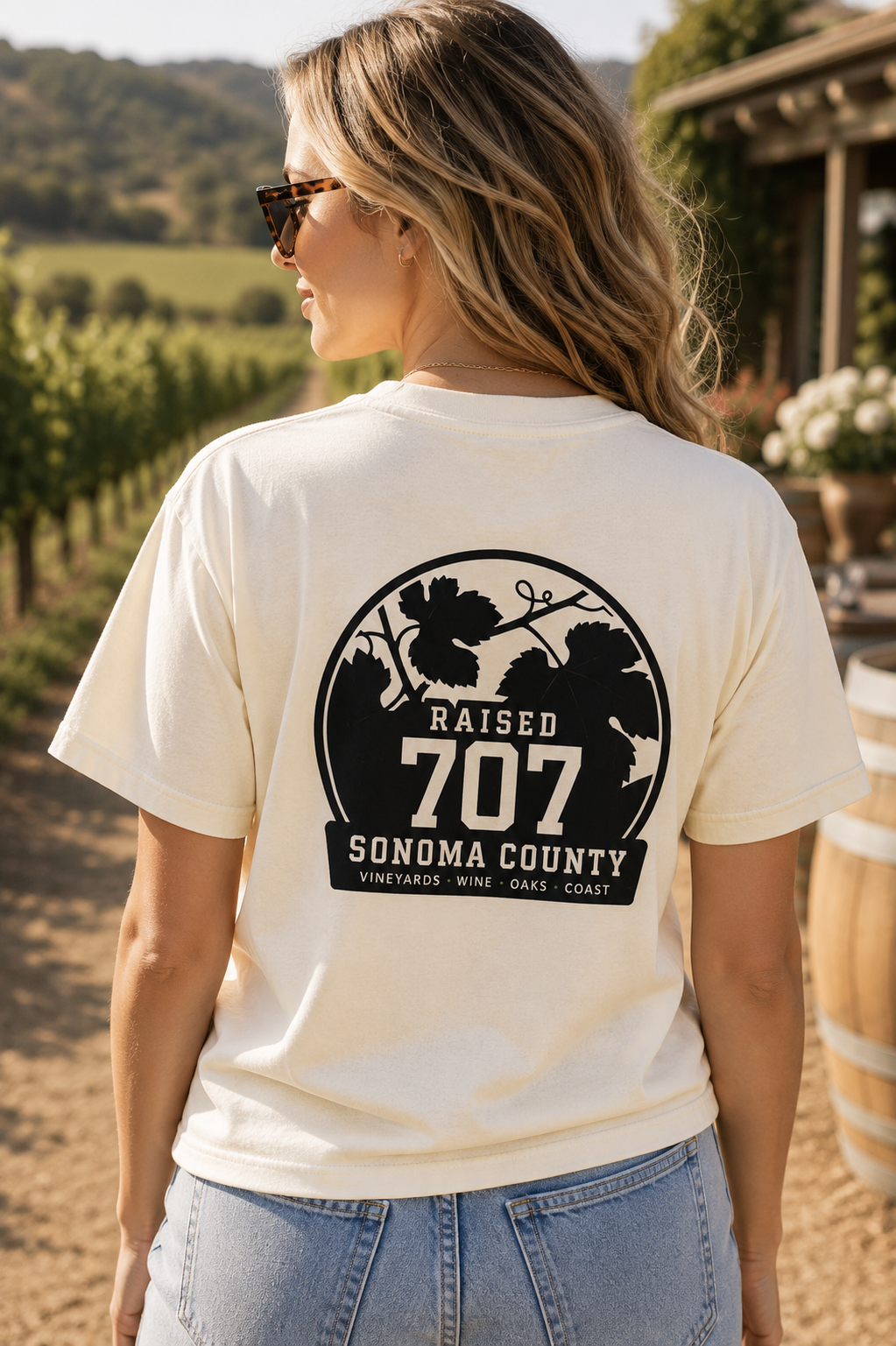Raised in Sonoma County T-Shirt | Napa Wine Country Tee | 707 Vineyard Graphic Shirt | California Wine Lover Gift | Heldsburg Tee