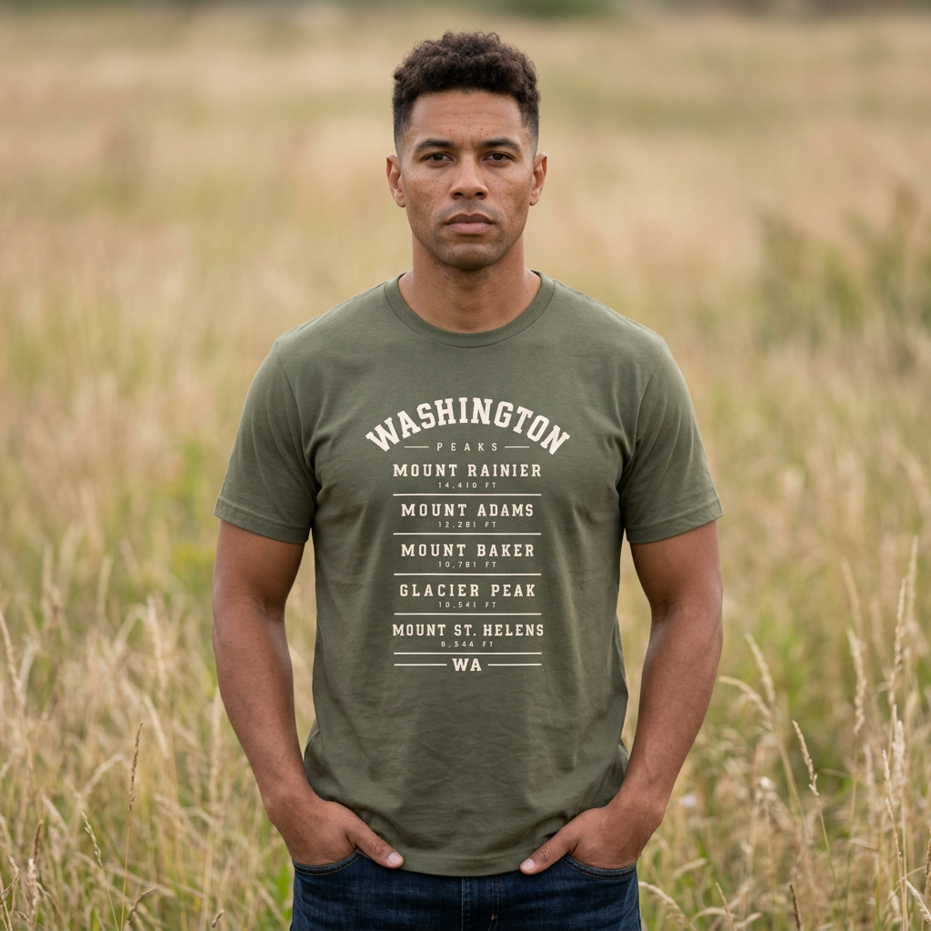 Washington Mountains T-Shirt — Vintage State Park Peaks Tee