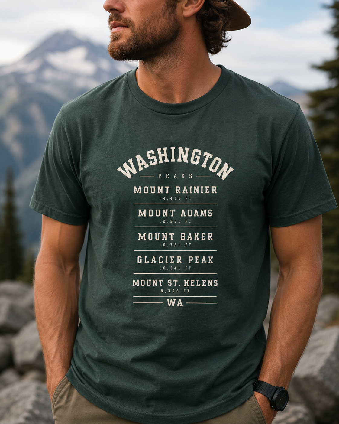 Washington Mountains T-Shirt — Vintage State Park Peaks Tee