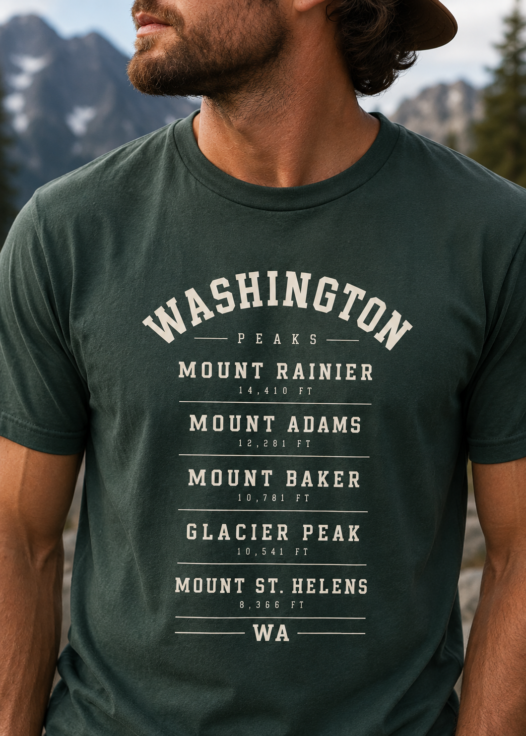 Washington Mountains T-Shirt — Vintage State Park Peaks Tee