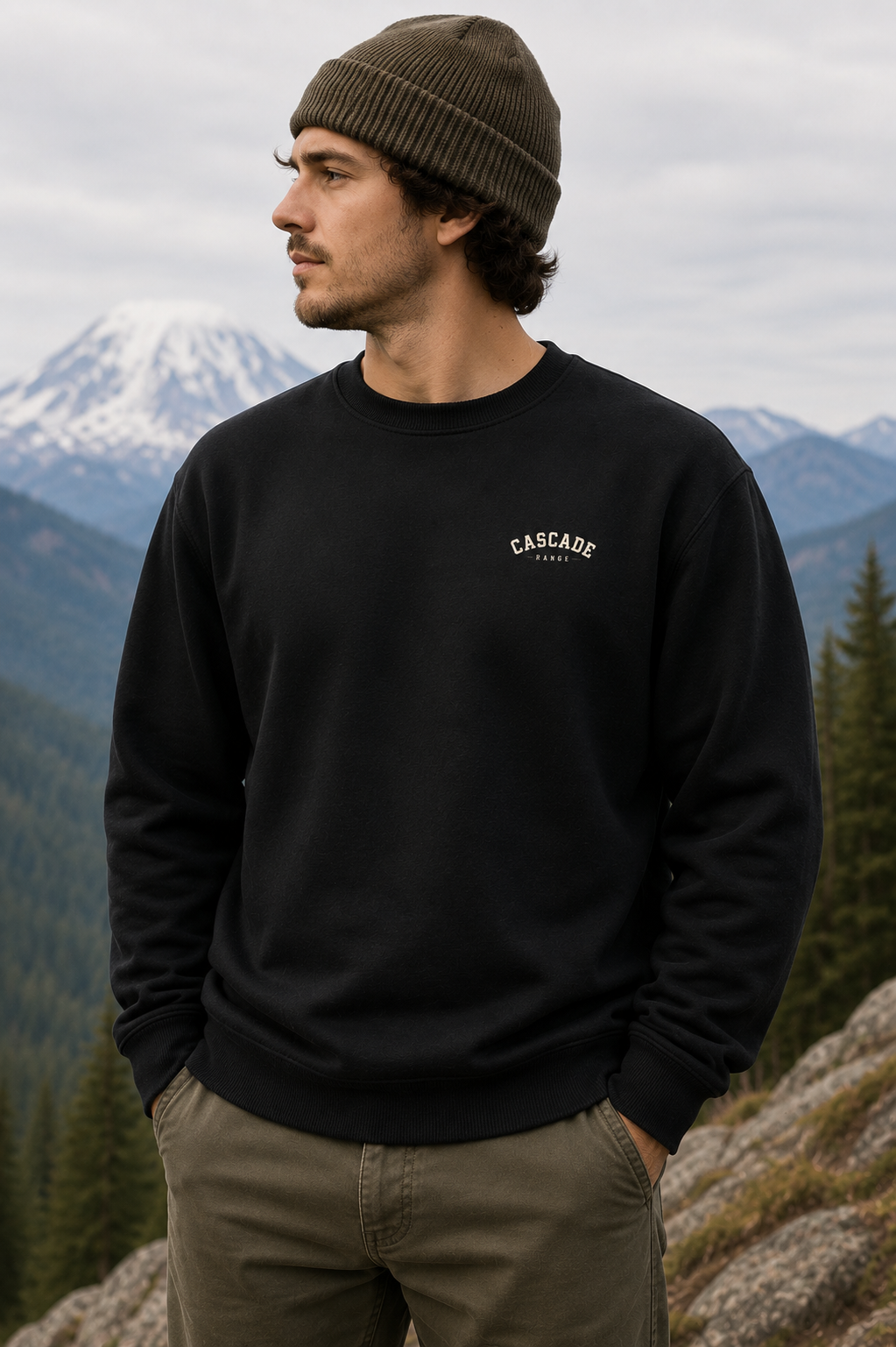Washington Peaks Sweatshirt | Cascade Range Crewneck | Front and Back Design