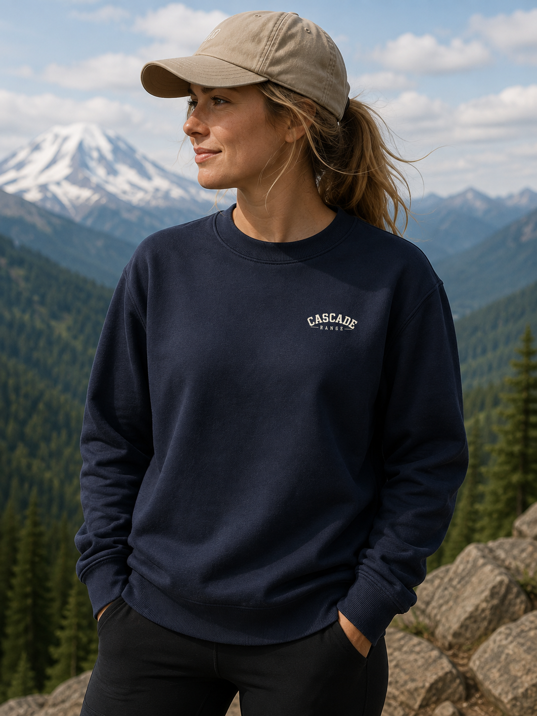 Washington Peaks Sweatshirt | Cascade Range Crewneck | Front and Back Design