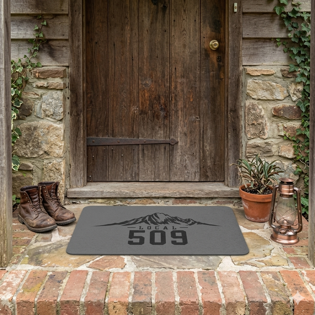 Local 509 Doormat | Mountain Design, 509 Area Code | Central Washington | 18X30