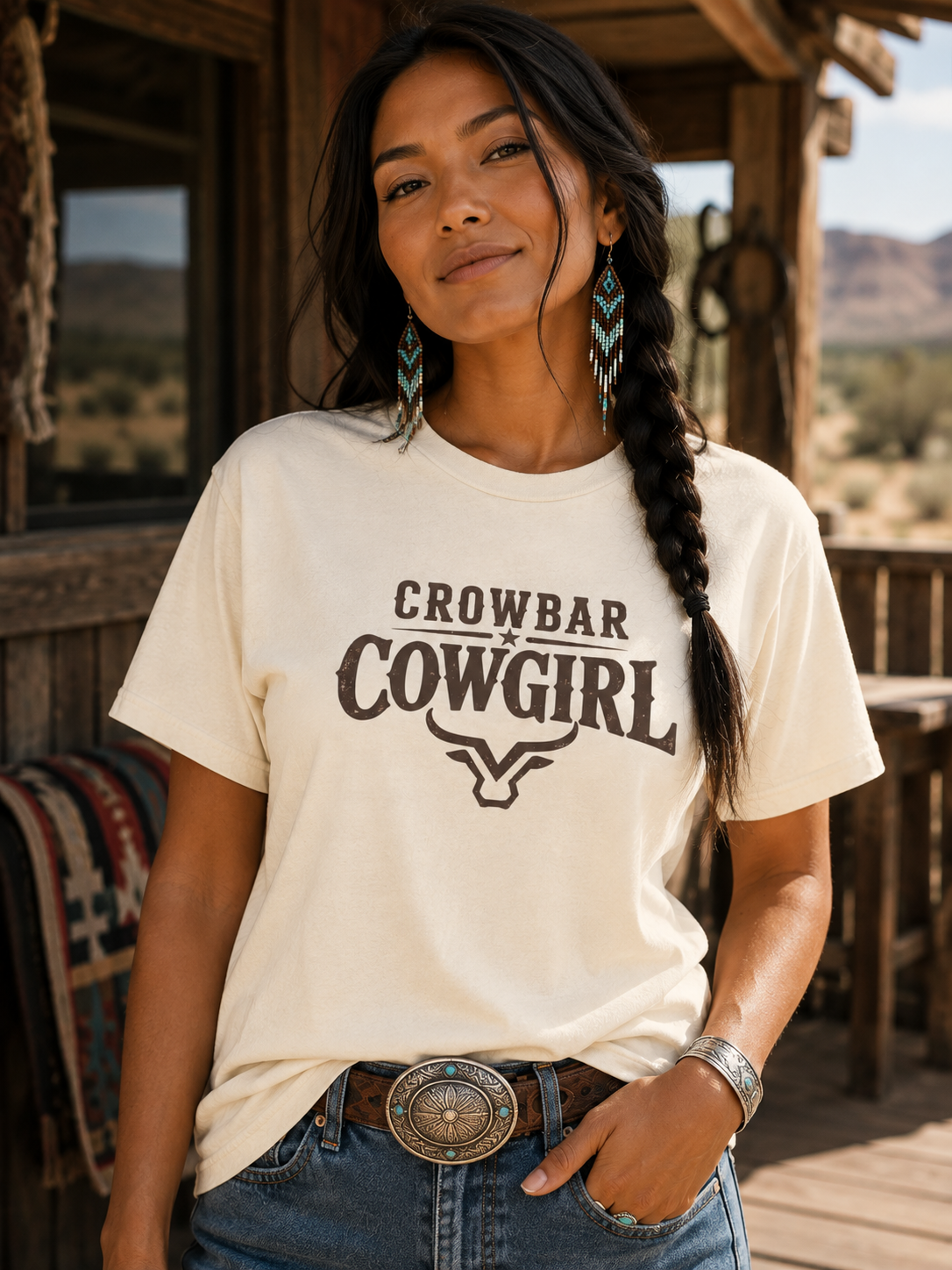 Crowbar Cowgirl Western Graphic Tee | Bella+Canvas 3001 | Rodeo Shirt