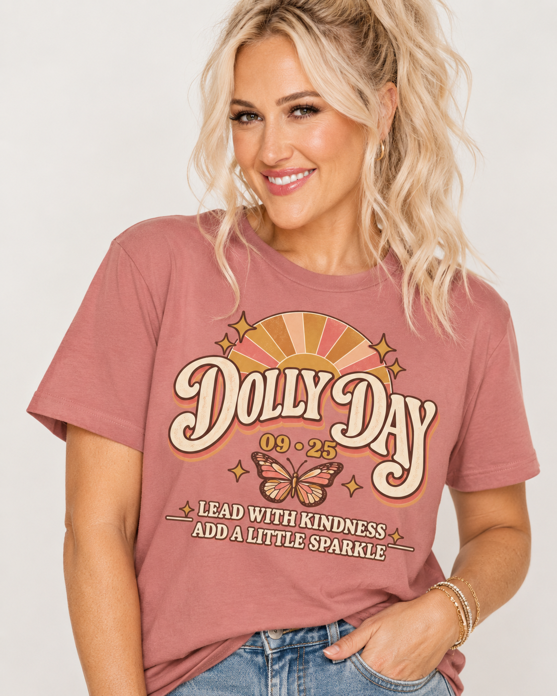 Dolly Day 09•25 Tee – Lead With Kindness, Add a Little Sparkle