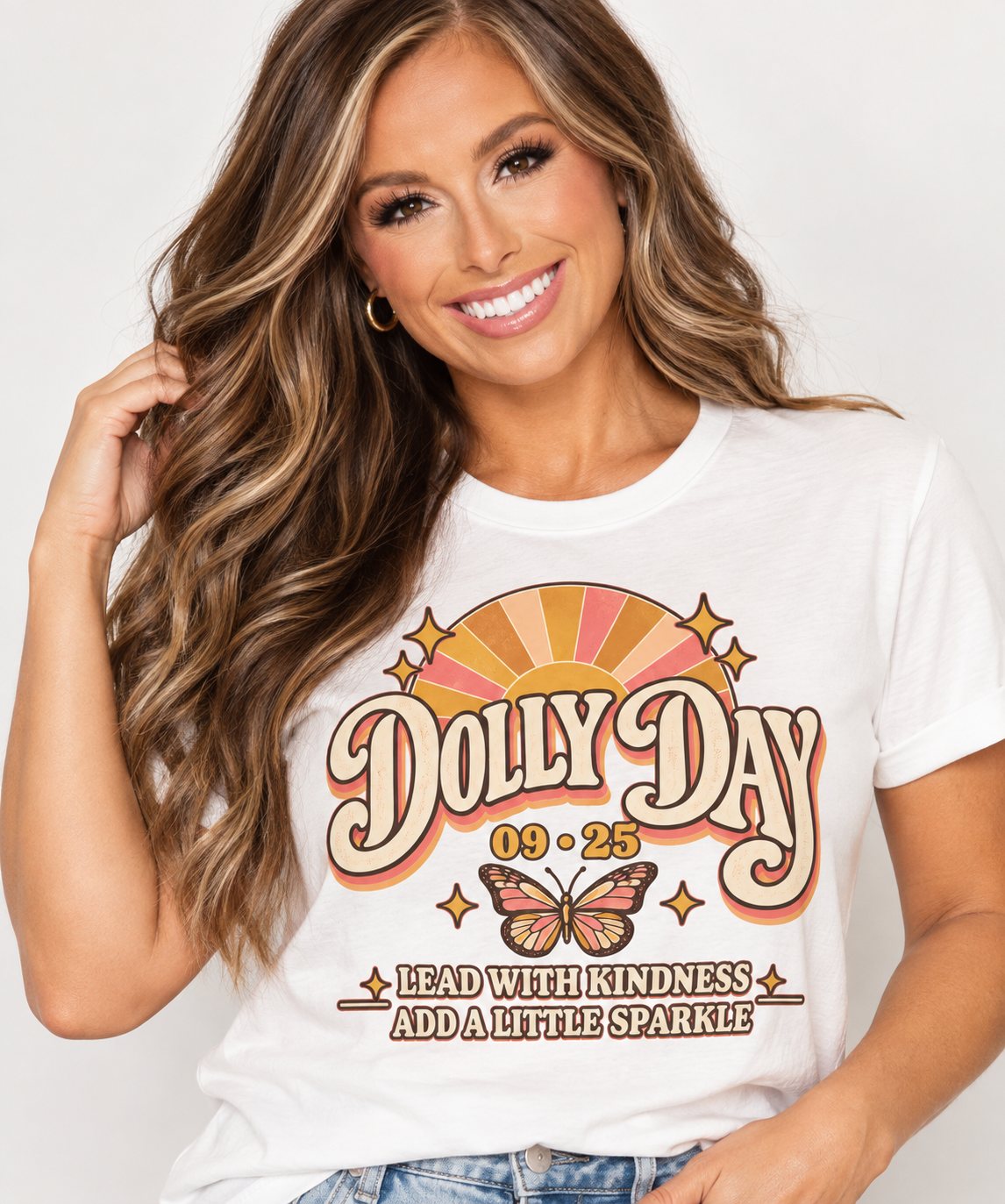 Dolly Day 09•25 Tee – Lead With Kindness, Add a Little Sparkle
