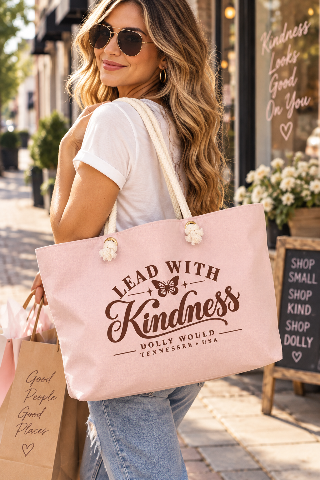 Lead With Kindness Dolly Would Weekender Tote Bag – Pink