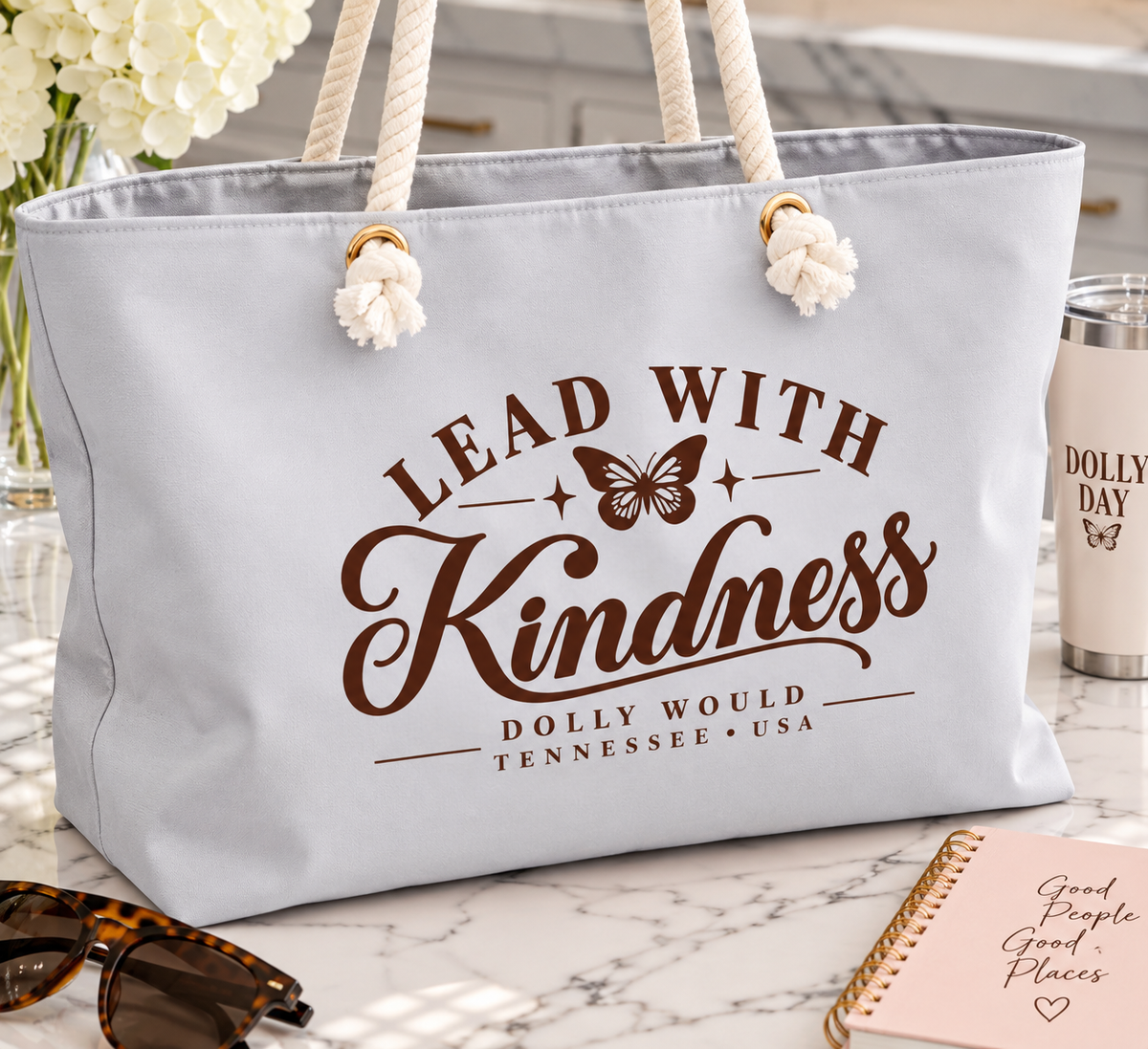 Lead With Kindness Dolly Would Weekender Tote Bag – Gray