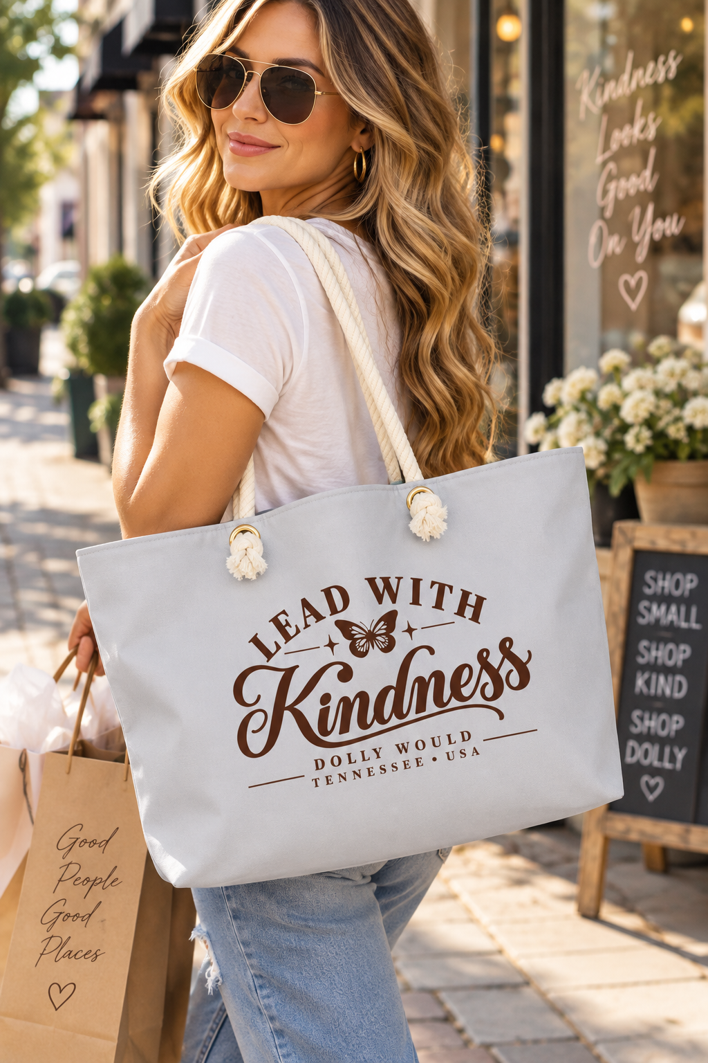 Lead With Kindness Dolly Would Weekender Tote Bag – Gray