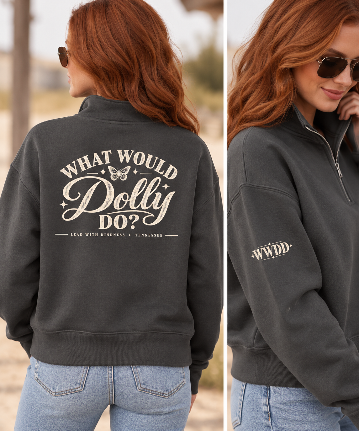 What Would Dolly Do? Quarter-Zip Sweatshirt – Bella + Canvas 4740
