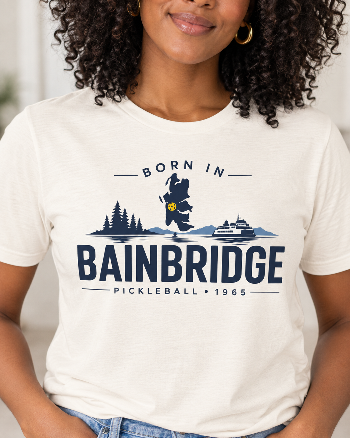 Born in Bainbridge Pickleball 1965 Tee | Bainbridge Island Washington