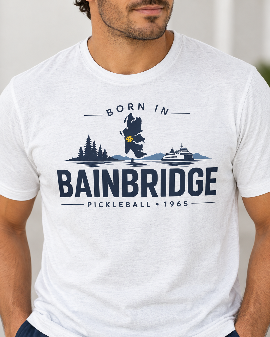Born in Bainbridge Pickleball 1965 Tee | Bainbridge Island Washington