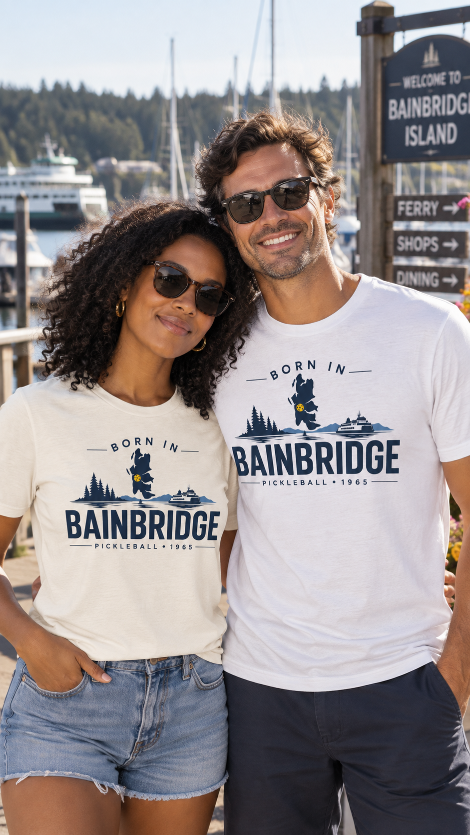 Born in Bainbridge Pickleball 1965 Tee | Bainbridge Island Washington