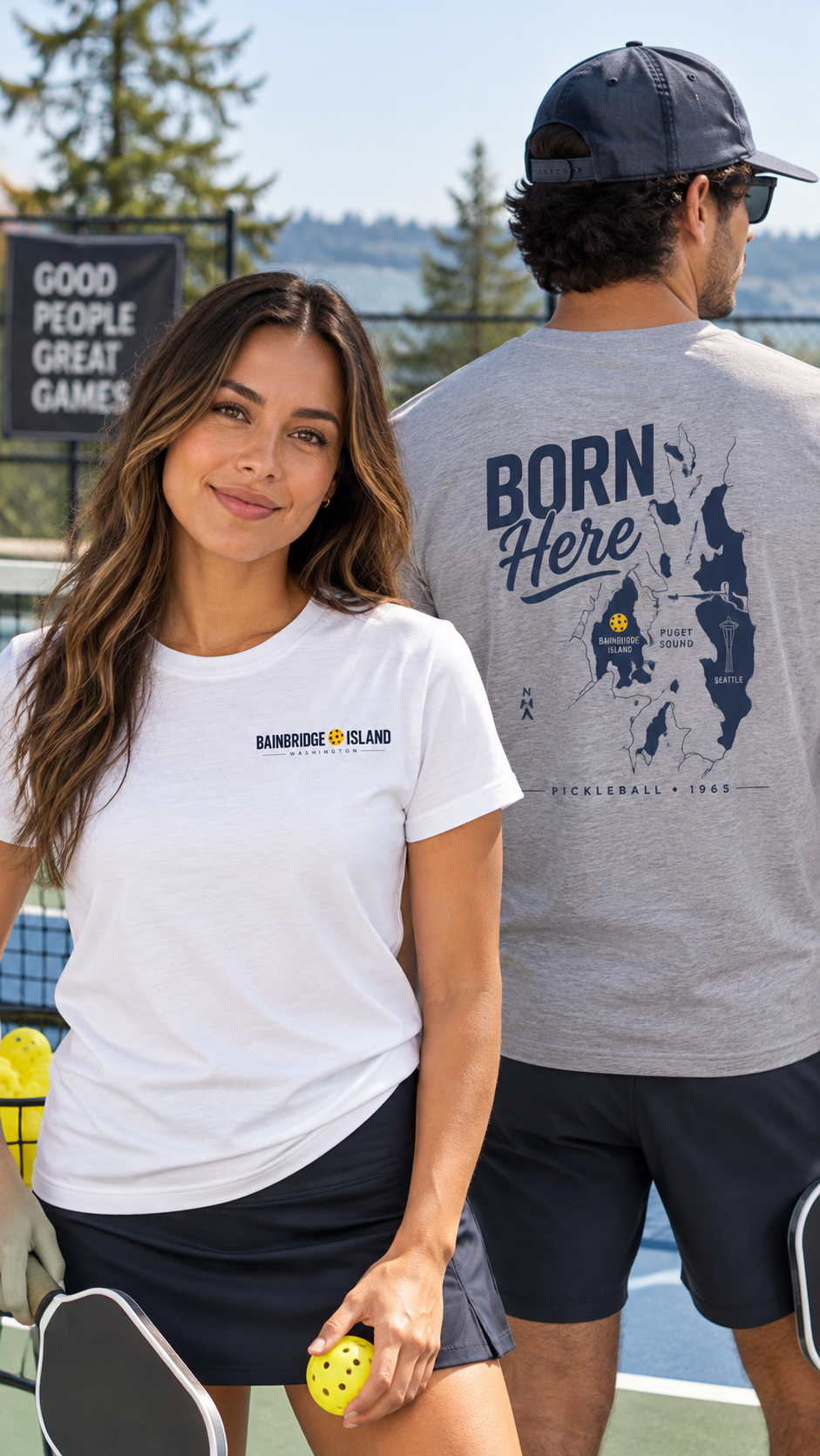 Bainbridge Island Pickleball 1965 Front & Back Tee