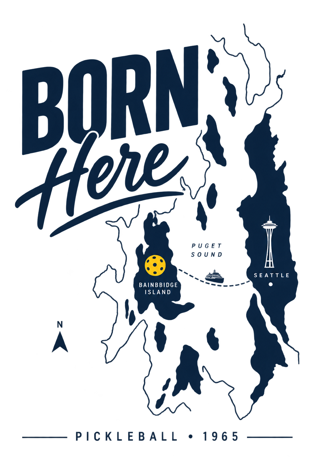 Bainbridge Island Pickleball 1965 Front & Back Tee