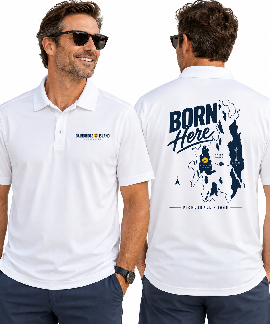 Bainbridge Island Born Here Performance Pickleball Polo – Men’s