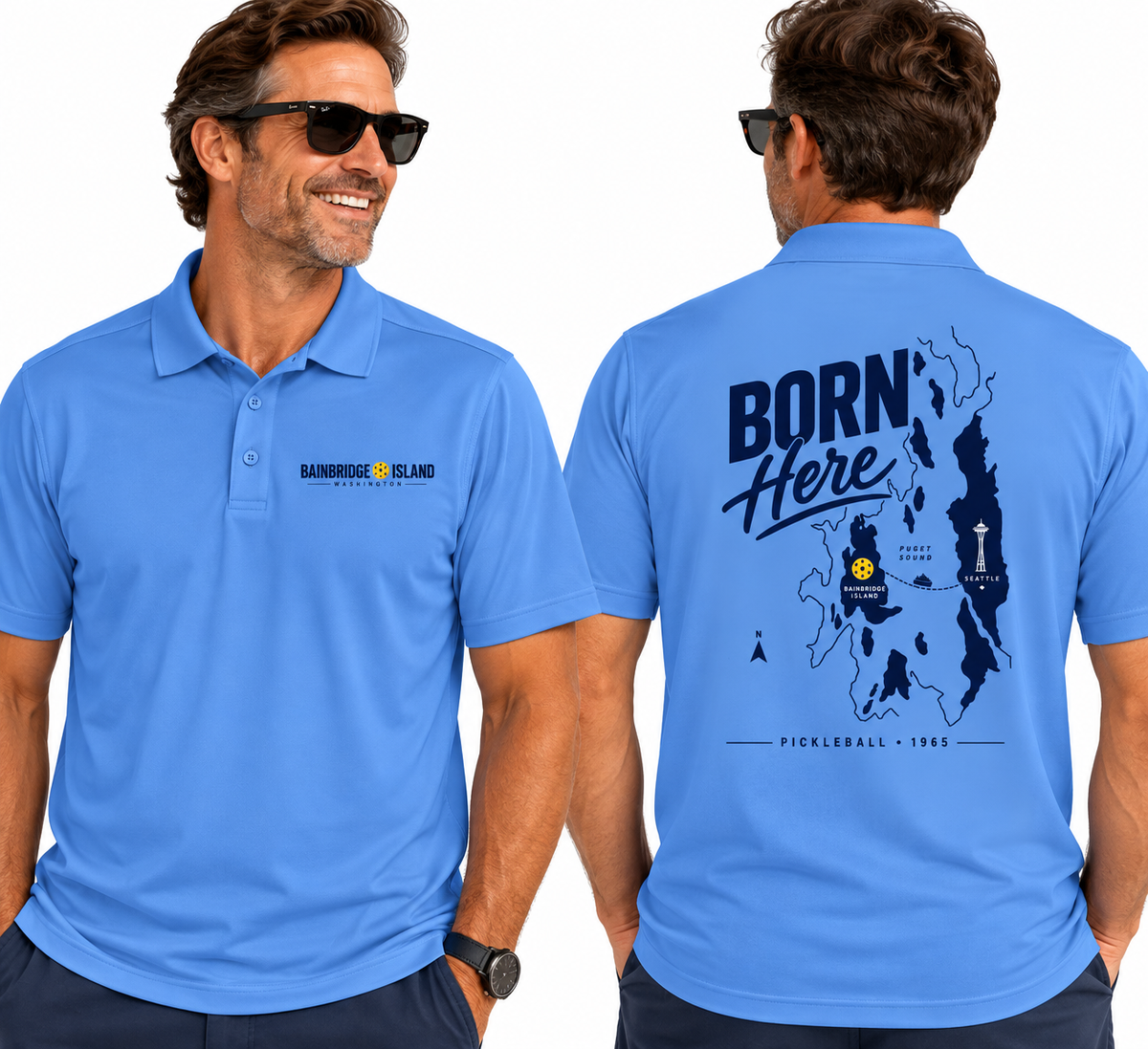 Bainbridge Island Born Here Performance Pickleball Polo – Men’s