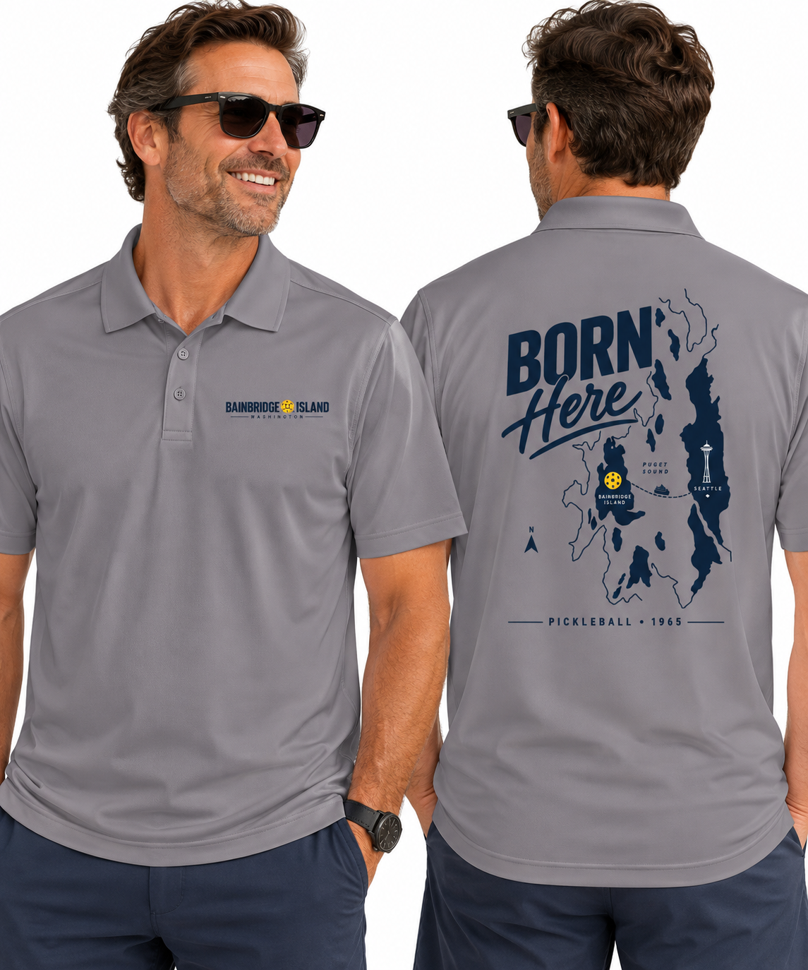 Bainbridge Island Born Here Performance Pickleball Polo – Men’s
