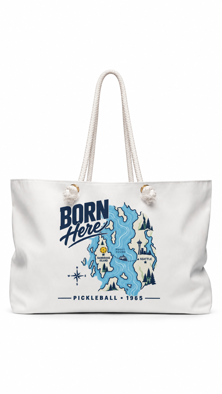 Bainbridge Island Pickleball Tote | Born Here • 1965 | Two-Sided
