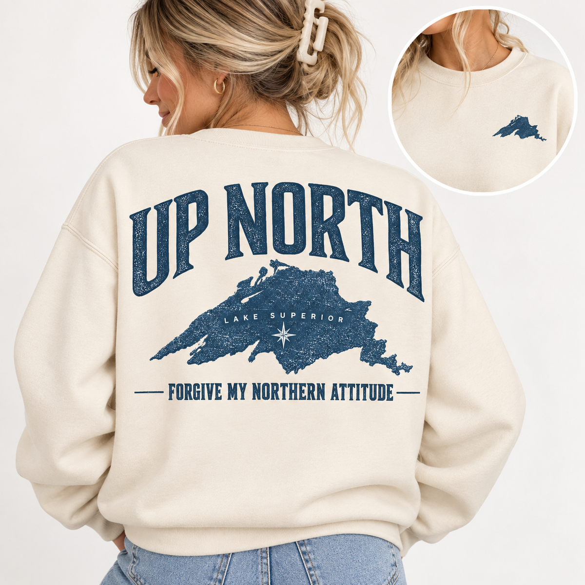 Up North Lake Superior “Forgive My Northern Attitude” Crewneck Sweatshirt