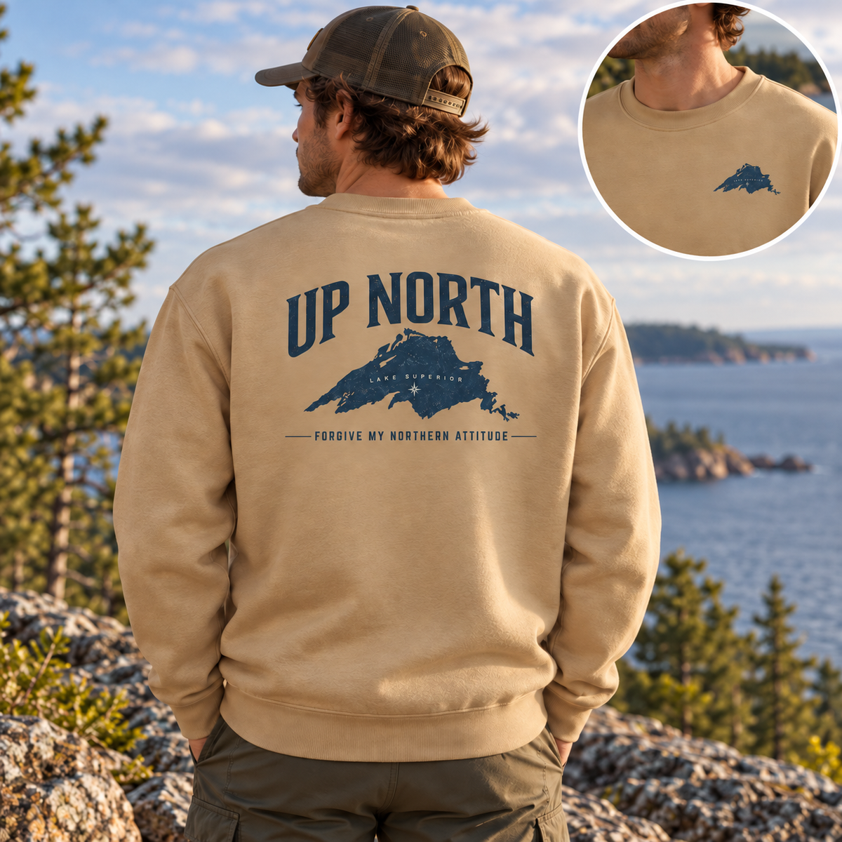 Up North Lake Superior “Forgive My Northern Attitude” Crewneck Sweatshirt