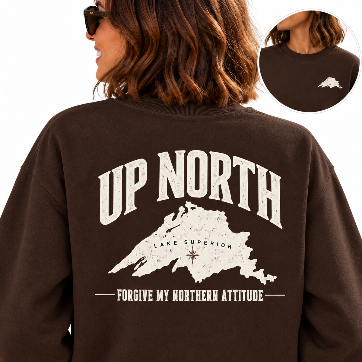 Up North Lake Superior “Forgive My Northern Attitude” Crewneck Sweatshirt