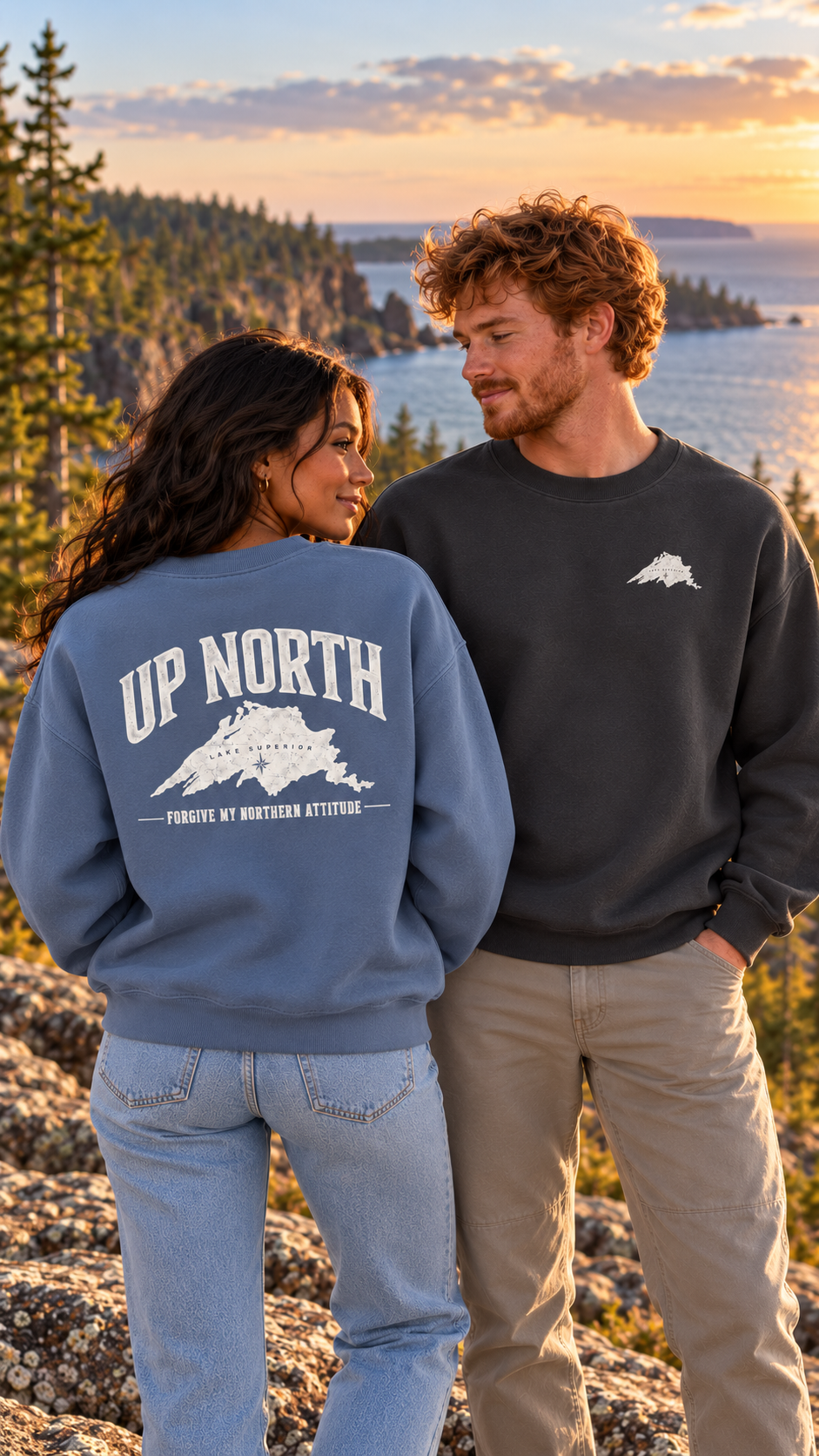 Up North Lake Superior “Forgive My Northern Attitude” Crewneck Sweatshirt