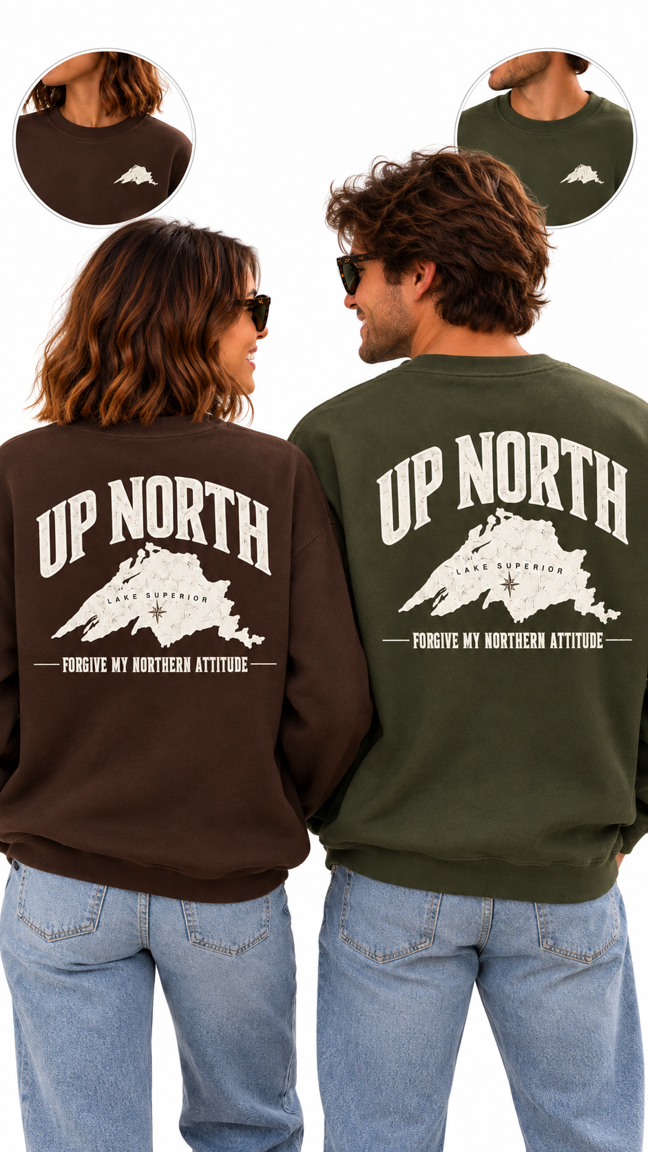 Up North Lake Superior “Forgive My Northern Attitude” Crewneck Sweatshirt