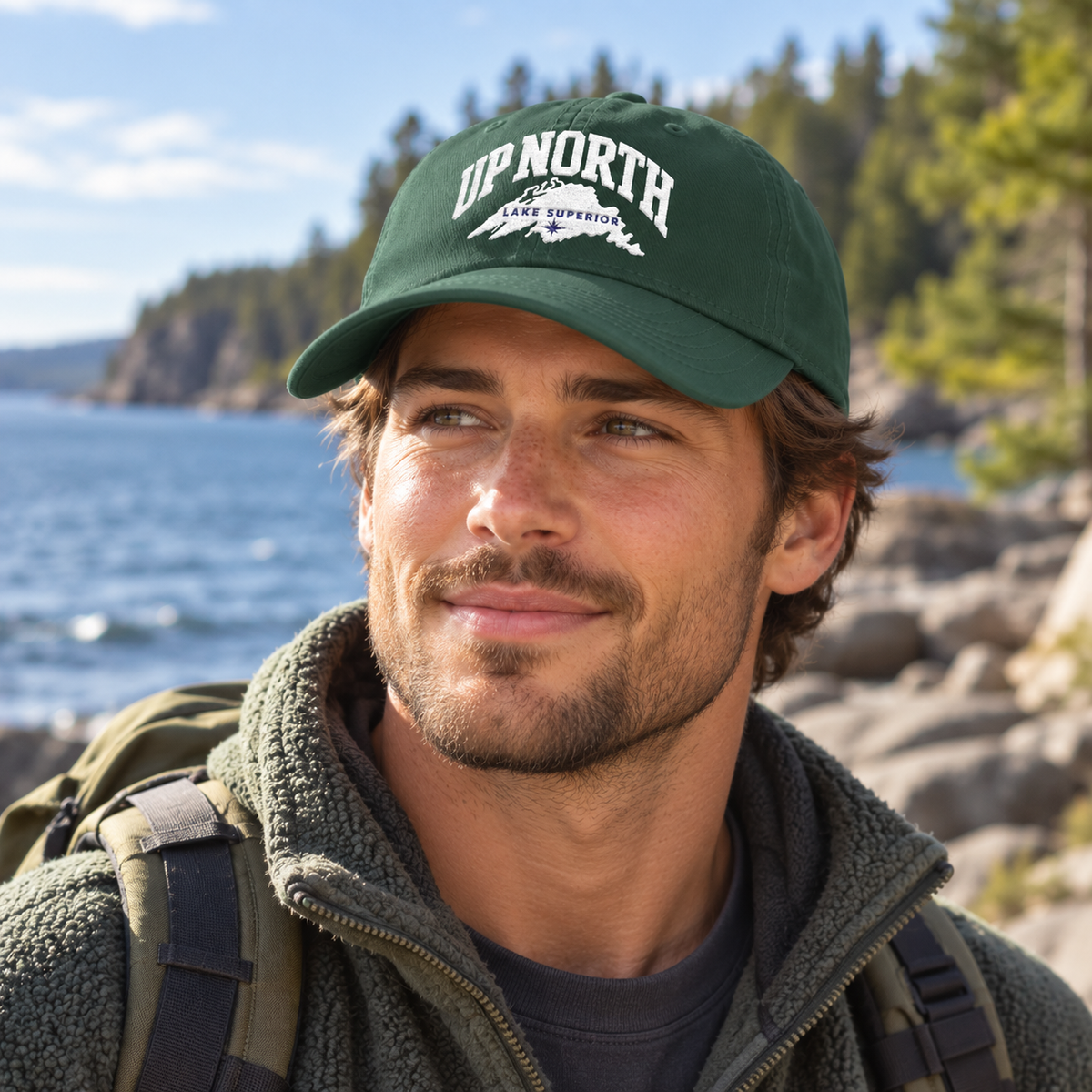 Up North Lake Superior Embroidered Low-Profile Trucker Hat
