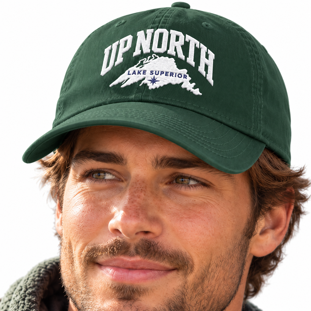 Up North Lake Superior Embroidered Low-Profile Trucker Hat