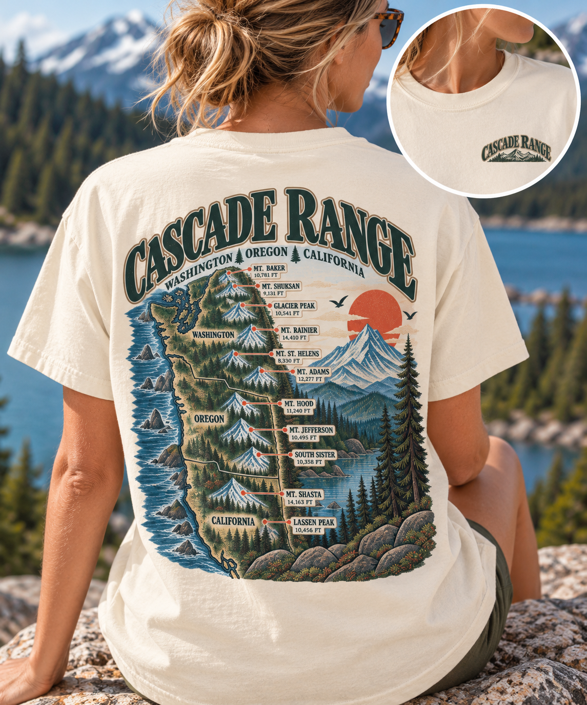 Cascade Range Vintage Graphic Tee | Washington, Oregon & California