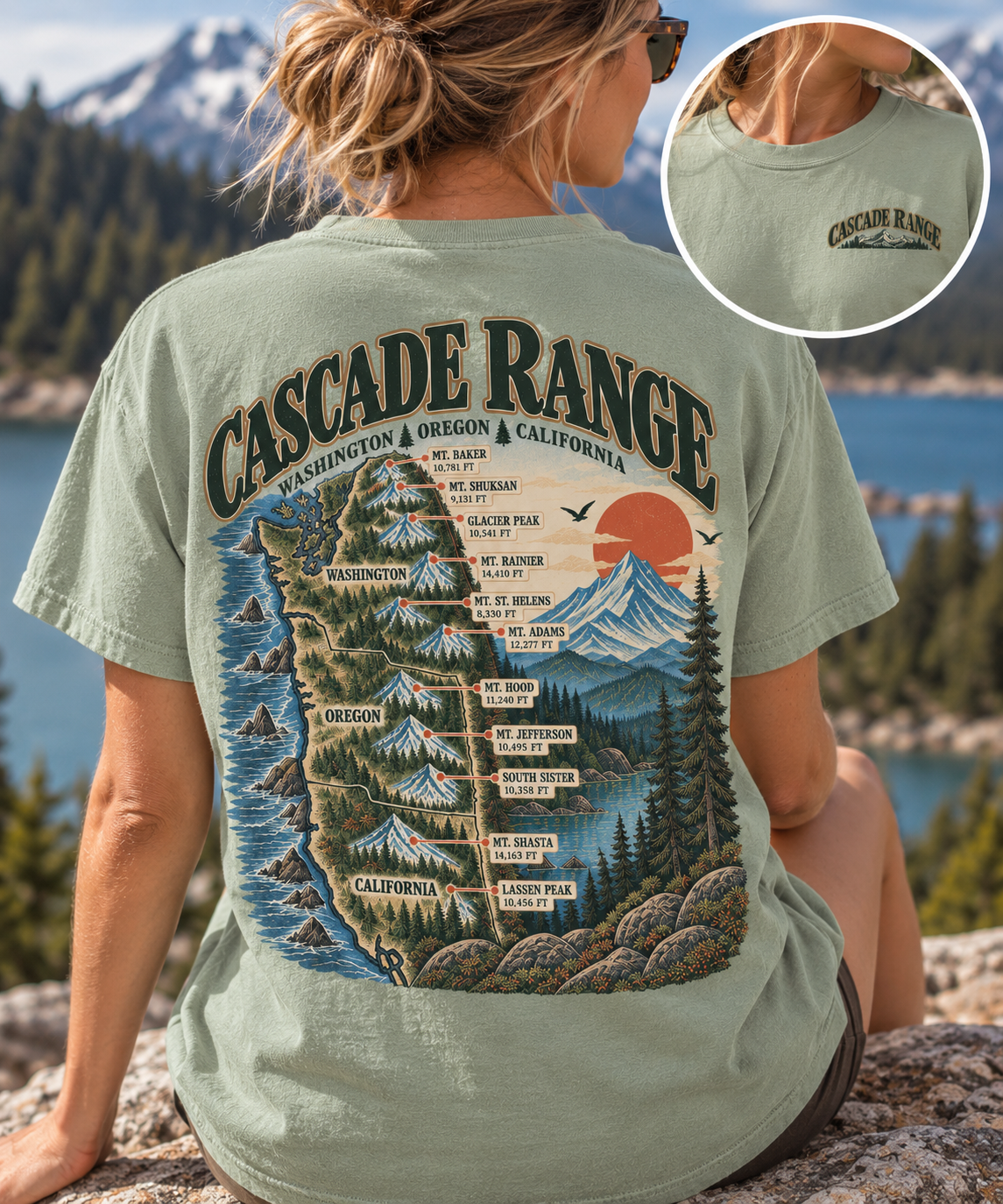 Cascade Range Vintage Graphic Tee | Washington, Oregon & California