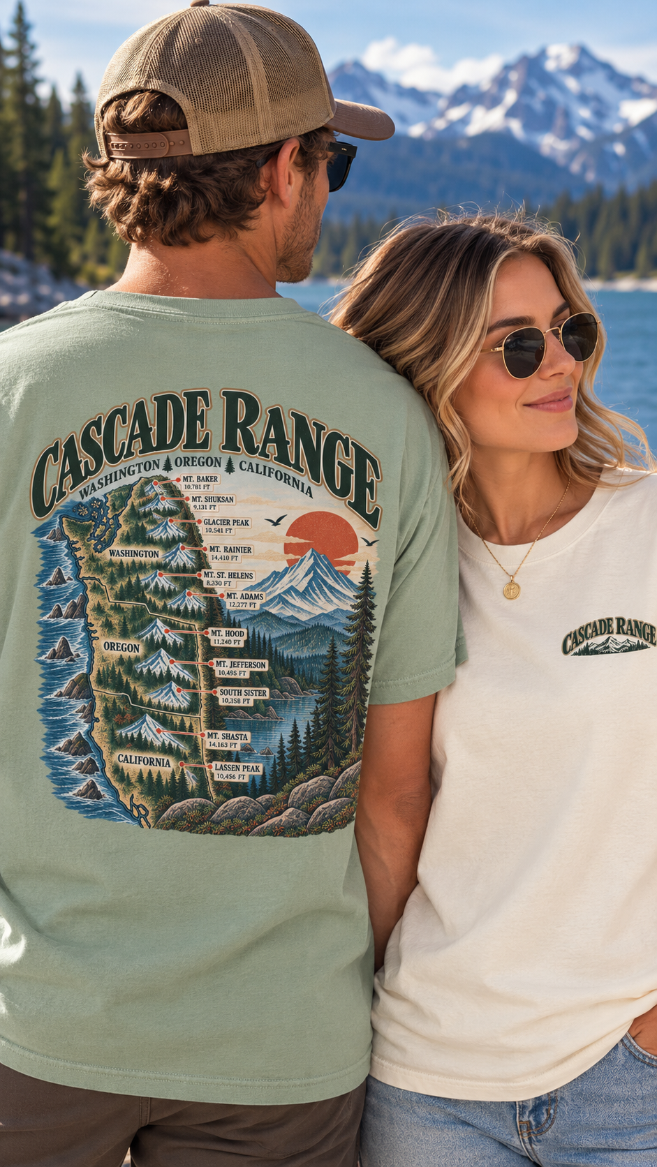 Cascade Range Vintage Graphic Tee | Washington, Oregon & California