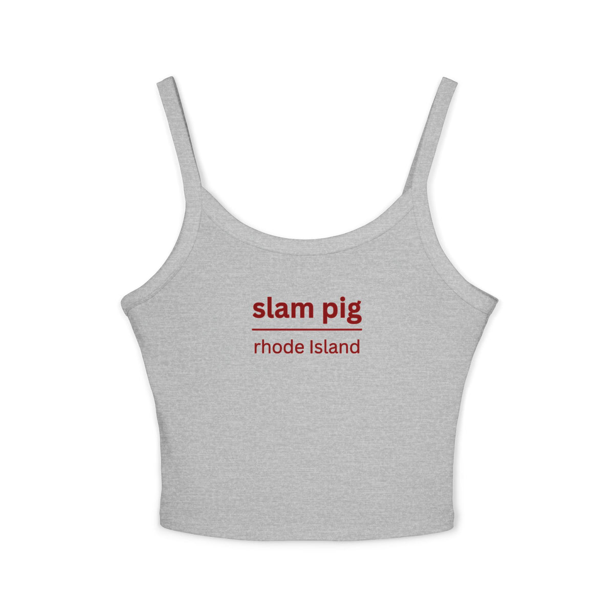 Slam Pig Rhode Island Y2K Baby Tee | Ironic Reality TV Slogan Crop Top | Trendy Red Text Graphic Tee