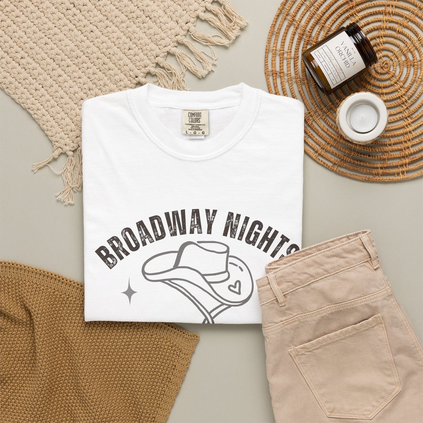 Broadway Nights Under the Nashville Lights Comfort Colors® T-Shirt | Nashville Country Music Tee | Broadway Street Shirt | Nashville Gift