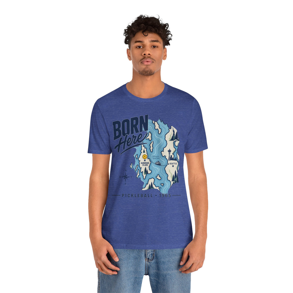 Born Here Bainbridge Island Pickleball 1965 Unisex Tee