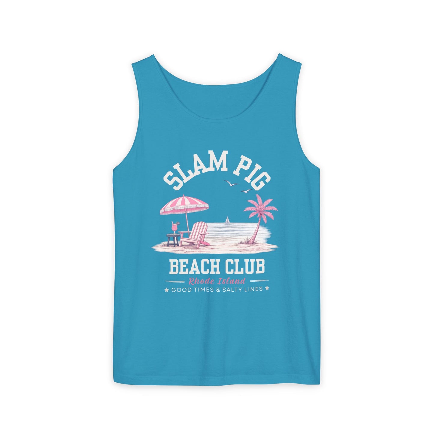Slam Pig Beach Club Shirt, Rhode Island Beach Tee, Coastal Vacation Shirt, Preppy Summer Graphic Tee, Nautical Ocean Shirt