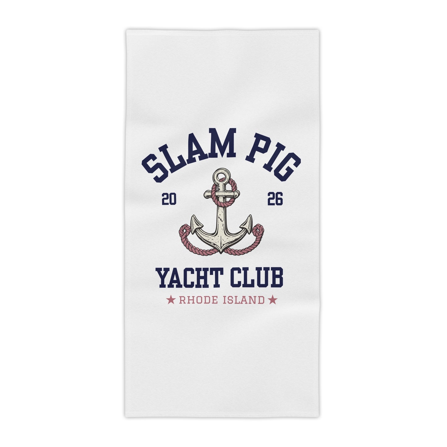 Slam Pig Yacht Club Towel, Rhode Island Yacht Club Towel, Coastal Pool Towel, Pink Navy Yacht Towel, Summer Vacation Gift, RHORI