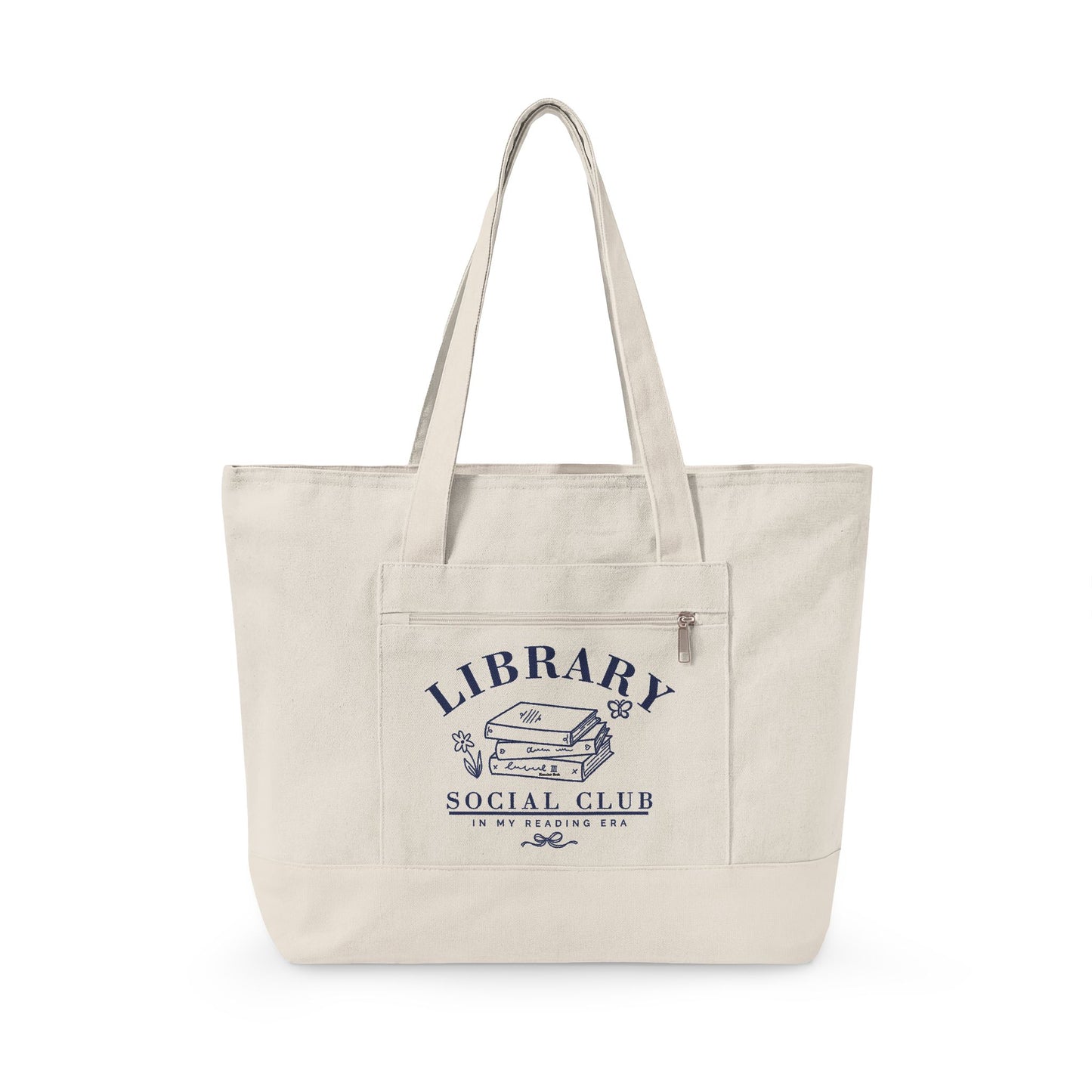 In My Reading Era, Library Social Club Canvas Tote Bag, Zippered Book Lover Gift for Readers | Back to School | Personalize it!