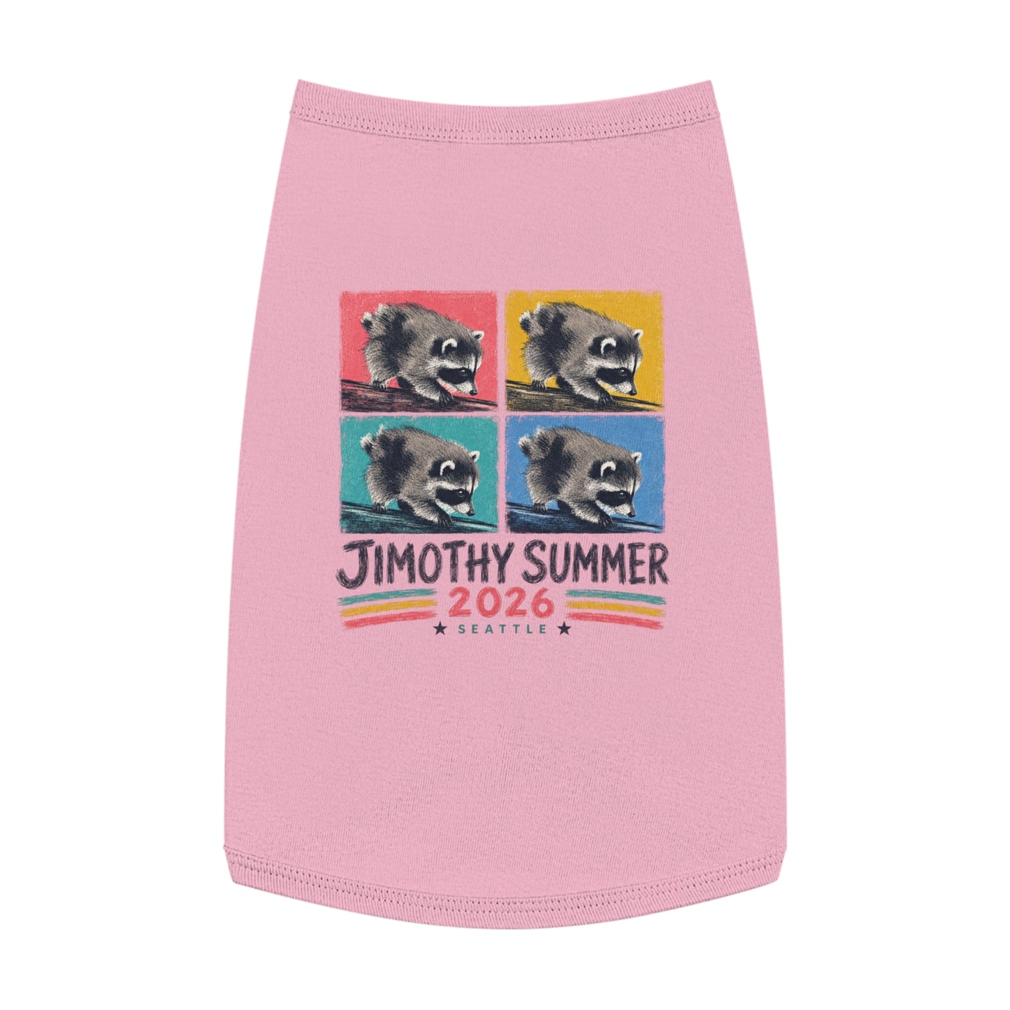 Jimothy Summer 2026 Pet Shirt, Seattle Raccoon Dog Tee, Funny Summer Pet Shirt, Retro Pop Art Cat & Dog Shirt, PNW Pet Apparel