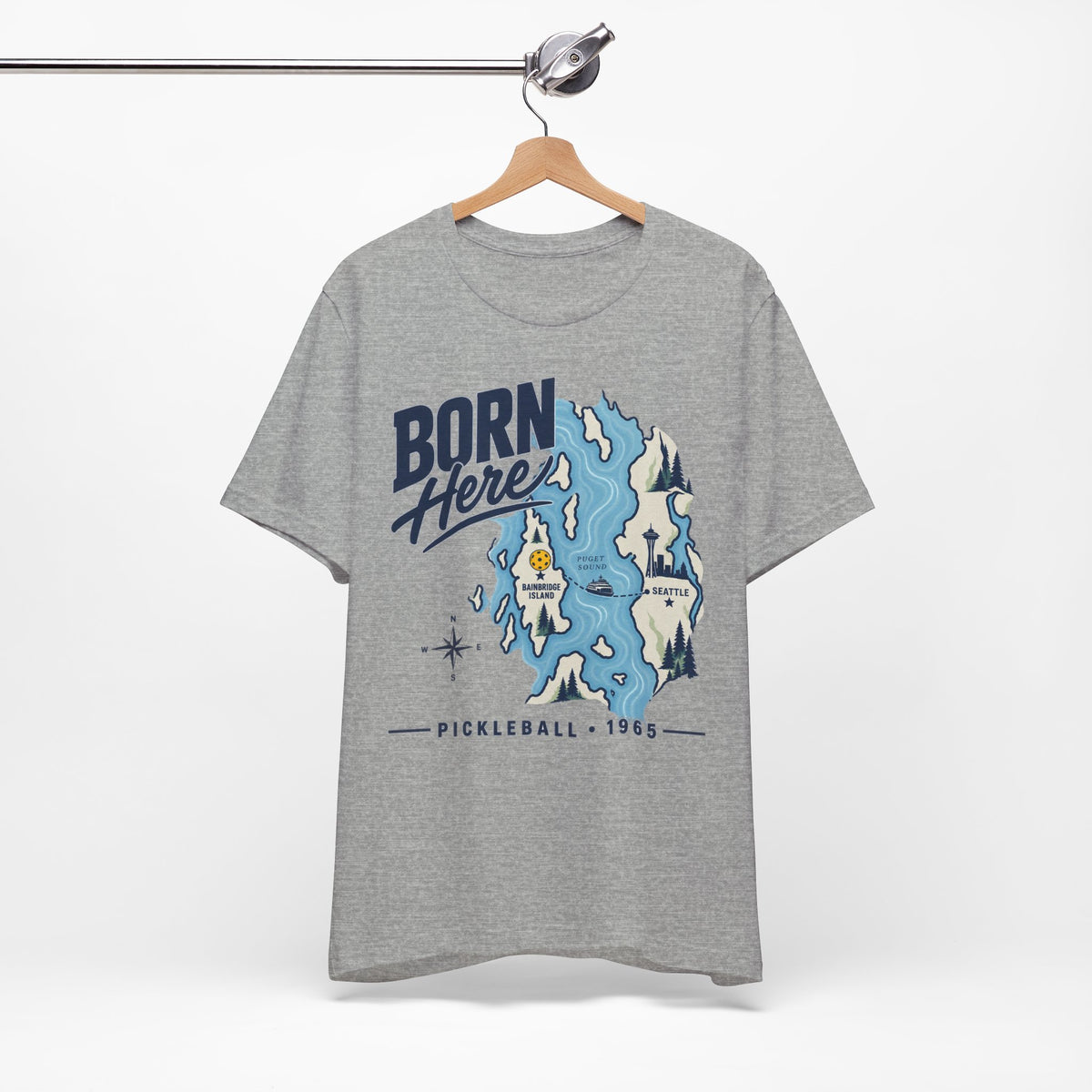 Born Here Bainbridge Island Pickleball 1965 Unisex Tee