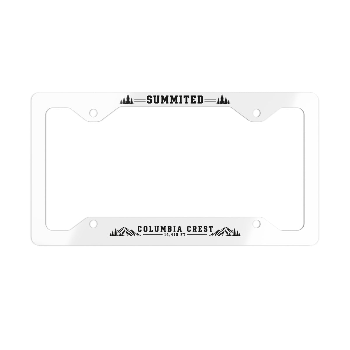 Summited Columbia Crest Metal License Plate Frame – Mountain Range, 14,681 ft