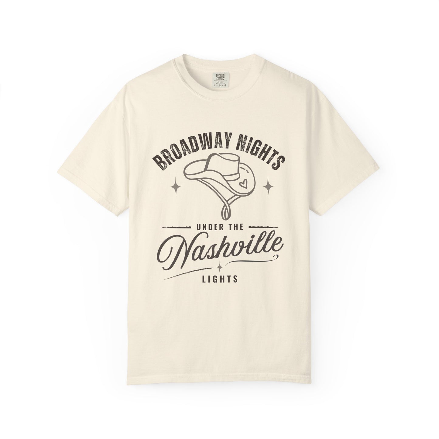 Broadway Nights Under the Nashville Lights Comfort Colors® T-Shirt | Nashville Country Music Tee | Broadway Street Shirt | Nashville Gift