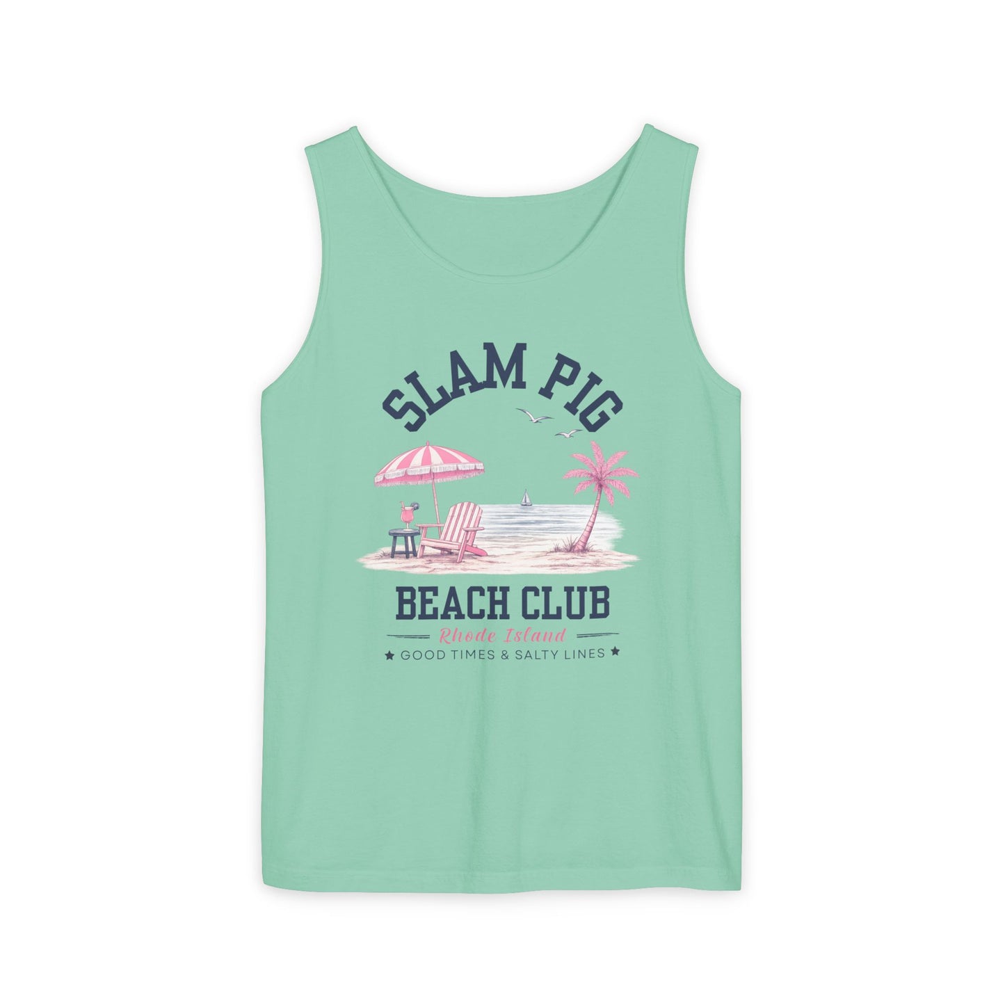 Slam Pig Beach Club Shirt, Rhode Island Beach Tee, Coastal Vacation Shirt, Preppy Summer Graphic Tee, Nautical Ocean Shirt