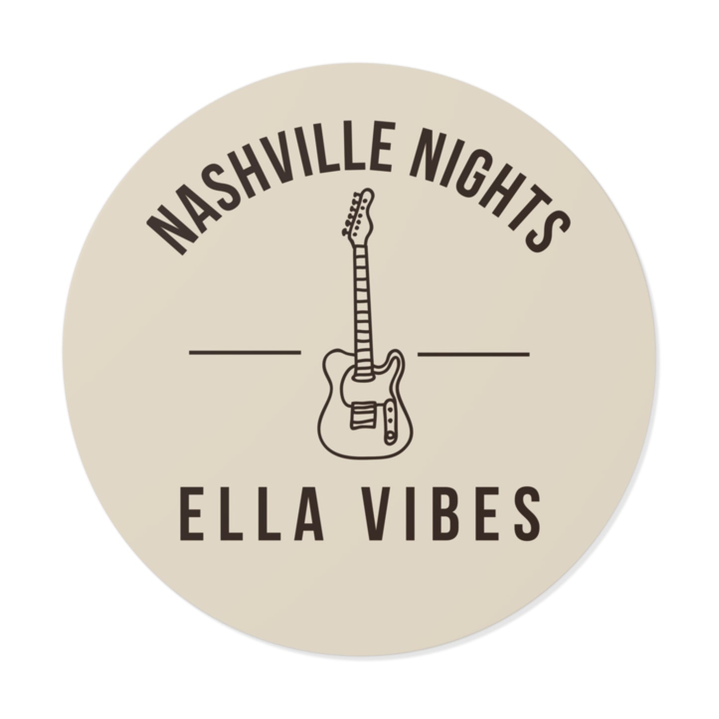Nashville Nights Guitar Sticker | Round Vinyl Sticker, Ella Vibes | Ella Inspired Sticker | Nashville Music